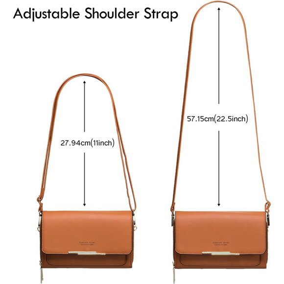 Women's Brown Small Crossbody Bag Wallet Purse with Credit Card Slots - Picture 6 of 7